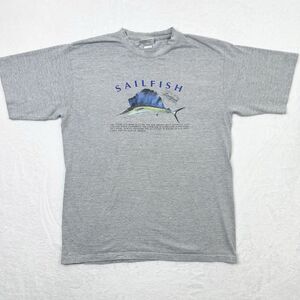 Vintage Shirt Mens XL Sailfish‎ Fishing Tropic Plus Single Stitch Gray Graphic